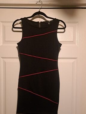 Forever 21 Black Sleeveless Mini Dress with Pink Piping